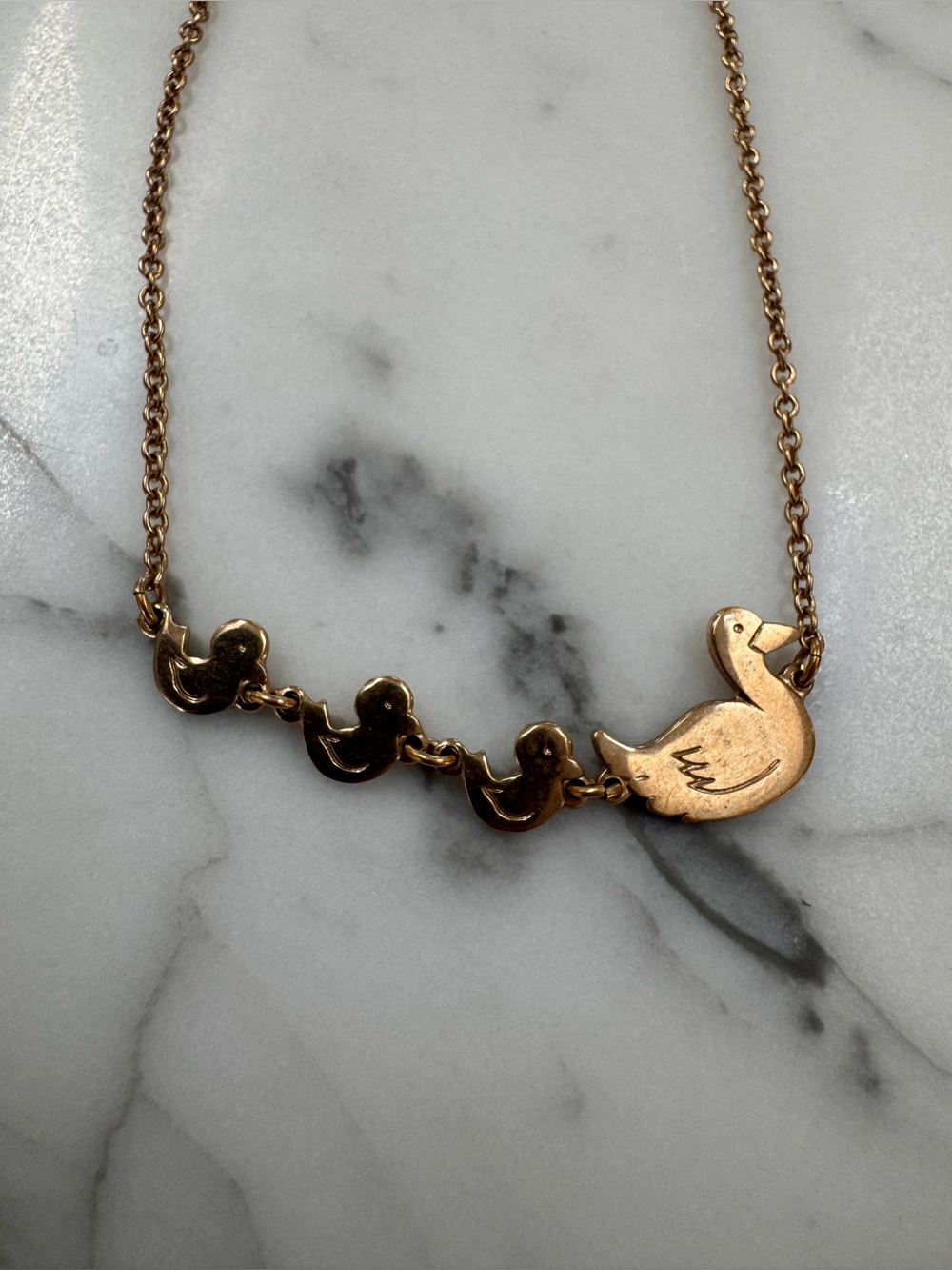 Vintage Avon Gold Tone Duck and Duckling Necklace - Women Jewelry